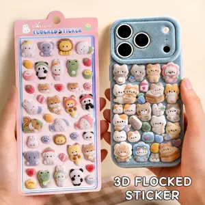 High Quality 3D Flocked Embossed Stickers, Premium Kawaii Plush Animal Stickers for Phone Case, Scrapbooking, Journaling, DIY Crafts