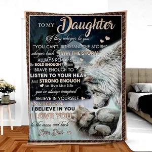 Modern Print Pattern Wolf Fleece Sherpa Blanket for Daughter and Granddaughter - Soft and Cooling Material