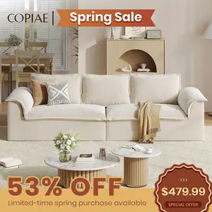 Copiae 110.2" Oversized Boneless Sectional Sofa, Ultra 27.6" Deep Seat Sofa, Corduroy Cloud Modular Couches, No Assembly Required, Modular Floor Sofa for Apartment/Living Room/Office