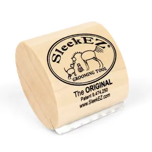 SleekEZ Cat Brush for Shedding & Grooming, Wooden Handle & Stainless Steel Blade, Pet Brush for Indoor Cats, 2.5 Inches Long Groomer Tools Fur Removal Tool