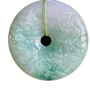 Jade Pendant with Flowers Garden Carving Unisex Design for Versatile Wear