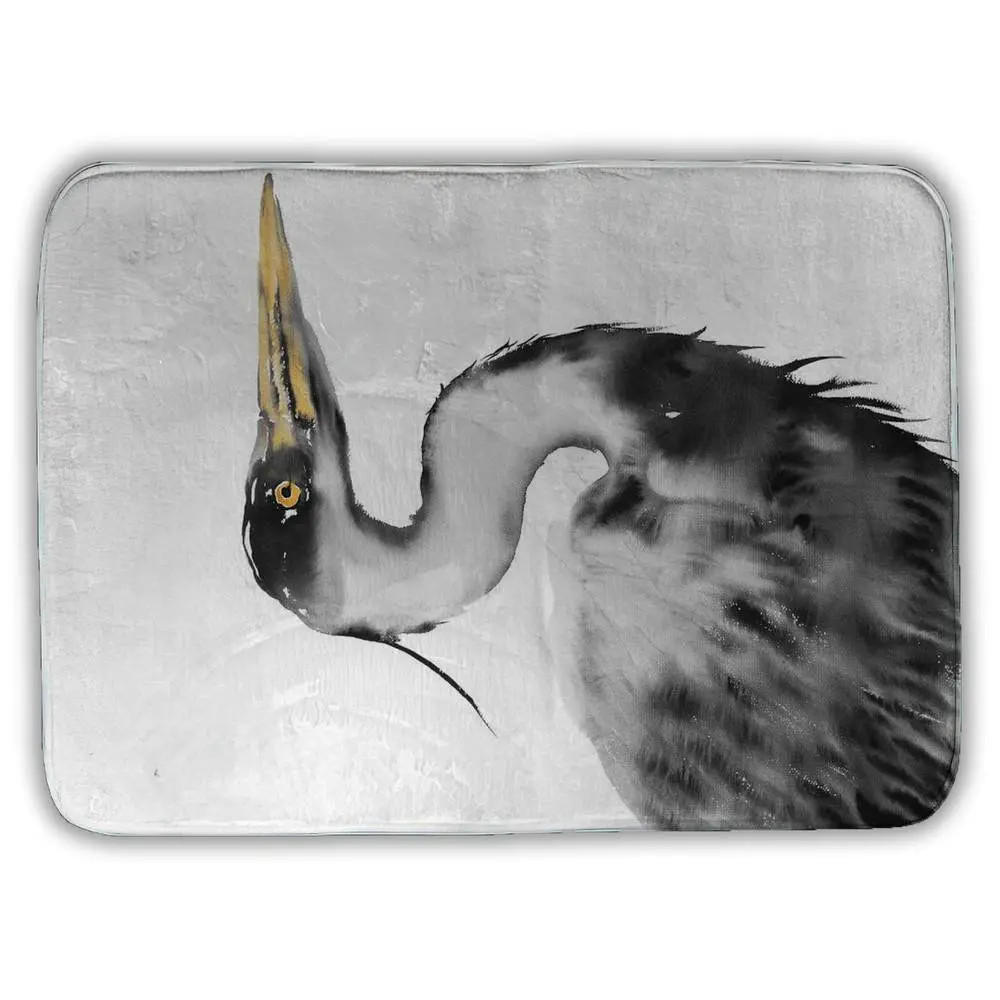360 stand Minimalist Nature Great Heron Microfiber Foam Absorbent Rectangle Bath Mat, 17x24 in, Modern Home Bathroom Decor Supplies, Bathroom Rug Essential, Minimalist Bath Mats, Bathroom Decor Ideas