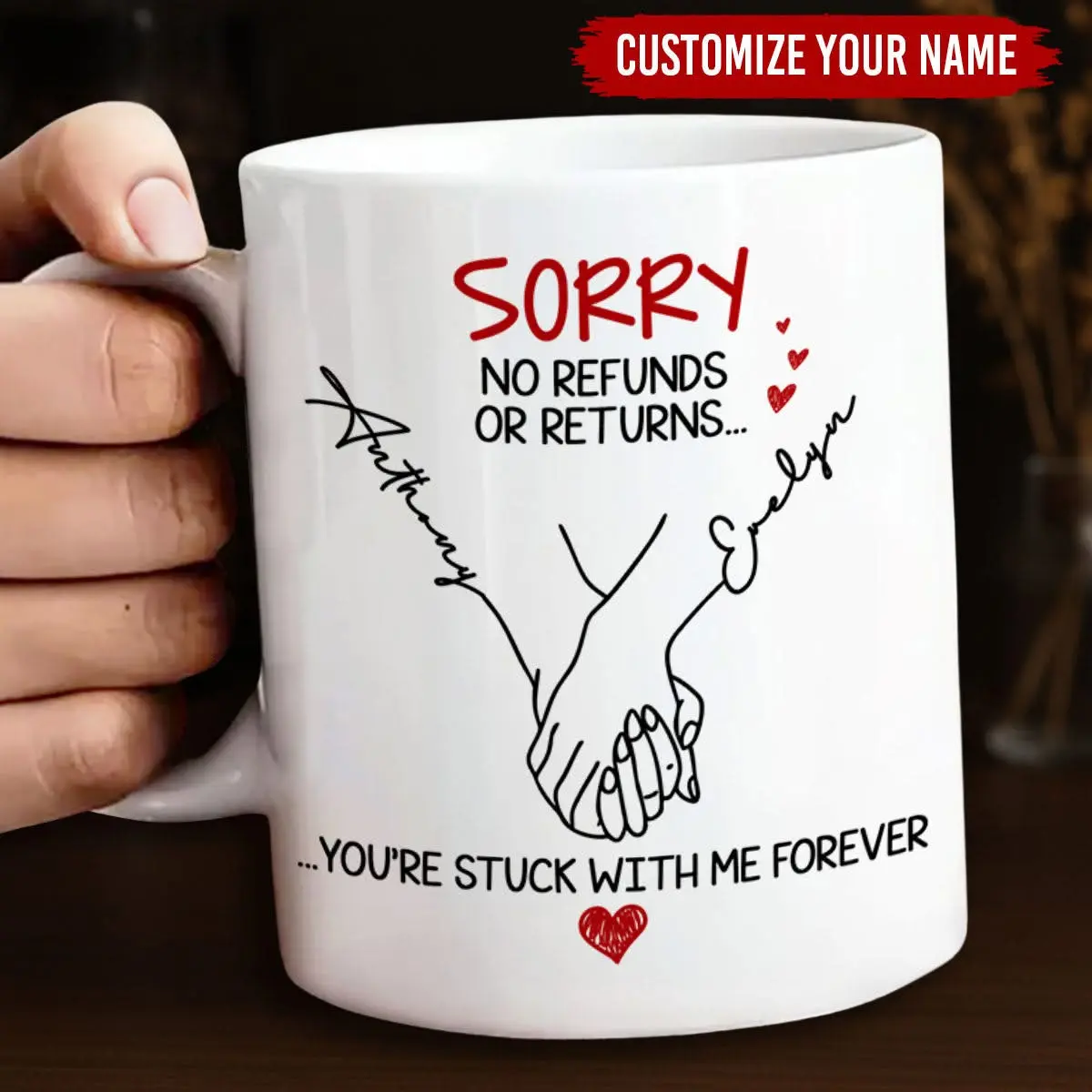 Custom Name Couple Ceramic Mug Stuck With Me Forever Keepsake Gift