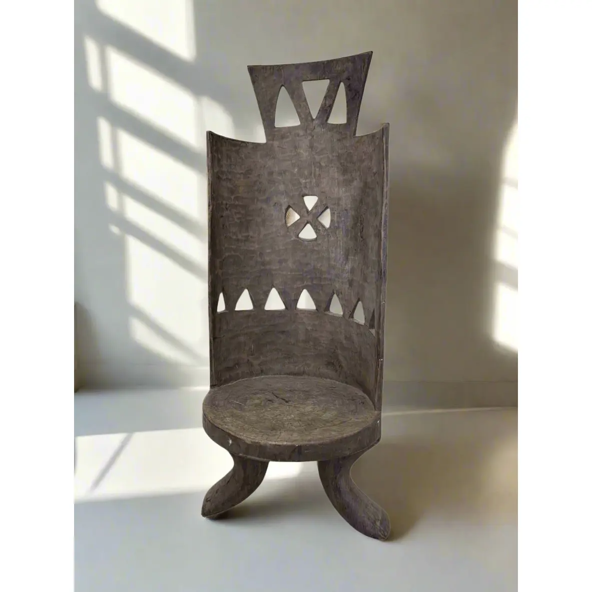 Hand- Carved Vintage African Chair