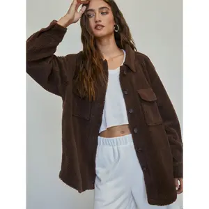 Cider [3 colors, size 2-10] Teddy Fleece Shacket With Pockets