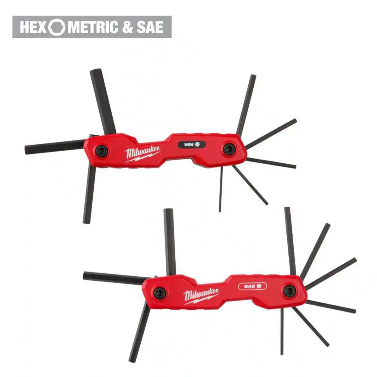 Milwaukee 17-Key Folding Hex Wrench Set - Alloy Steel, SAE Inches/Metric mm, 270° Rotating, Ideal for Tight Spaces
