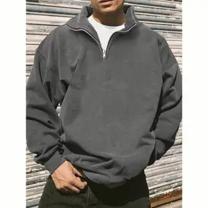 Men's Fashion Half-Zip Casual Pullover Sweatshirt, Warm For Autumn/Winter Long Sleeve Menswear Polyester Hoodie sleeveless