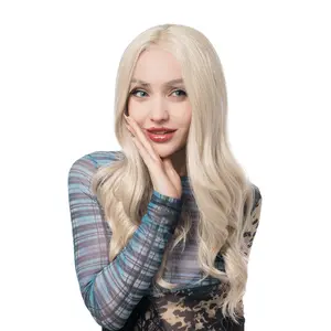 25-Inch Platinum Warm Blonde Blend Wavy Lace Front Synthetic Wig | 【Heat Resistant】【Cap Included】 | #34 FSGB