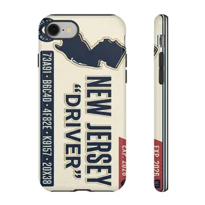 New Jersey Driver Phone Case | State silhouette, license plate design, suitable for iPhone 17/16/15/14/13/12/11/7/8/Pro/ProMax/Plus/Air/X/XS/XSMAX series, birthday gift, holiday gift, couple phone case