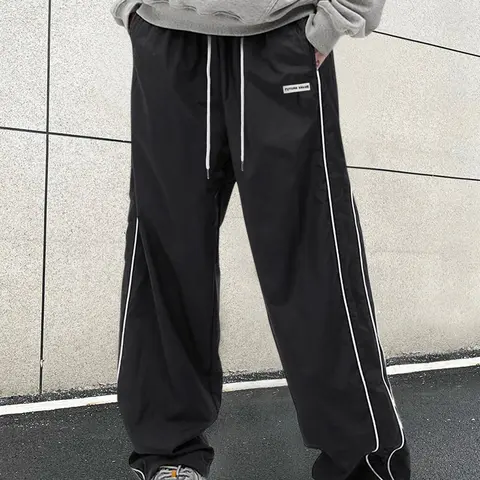 Unisex Regular Fit Side Stripe Drawstring Waist Athletic Activewear Fitness Pants, Casual Sports Bottoms, Drawstring Workout Pant, for Daily Wear, Gym Wear, All Seasons