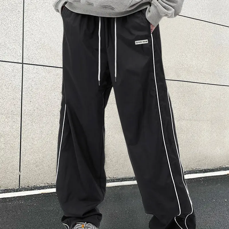 Unisex Regular Fit Side Stripe Drawstring Waist Athletic Activewear Fitness Pants, Casual Sports Bottoms, Drawstring Workout Pant, for Daily Wear, Gym Wear, All Seasons