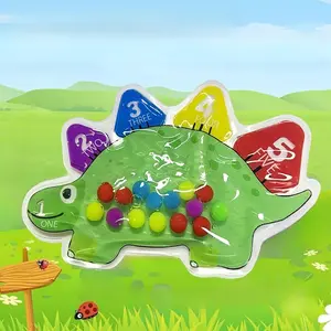 1 PC Dinosaur Liquid Sensory Fidget Toy, Colorful Flowing Bead Stress Relief Toy, Number & Color Sorting Educational Toy, Hand-eye Coordination Training Fingertip Toy, Quiet Novelty Toy for Kids Party Favors & Classroom Rewards