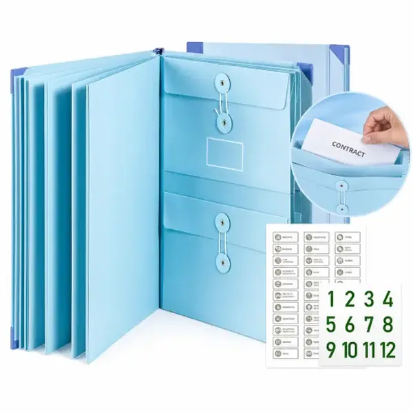 Accordion File Folder Organizer, Multi-Pocket Expanding Document Holder with Visual Labels, Easy Document Sorting & Large Storage Capacity for Office, Home & School, Ideal for Students, Professionals & Families
