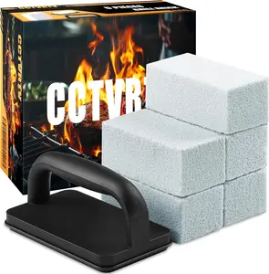 Heavy Duty Griddle Cleaning Brick with Handle, Grill Cleaner for Cleaning Flat top, Pumice Griddle Cleaning Stone Removing Stains for BBQ, Swimming Pool, Sink (5 Pack)