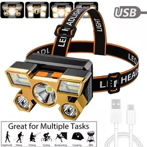 Powerful Rechargeable Head Flashlight for Fishing Led Headlamp  Camping Headlights Hunting Torch Hiking Front Lanterns