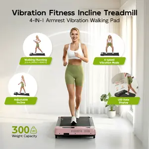 TKW 4-in-1WalkingVibration pad, Lightweight UnderDeskWalking pad Treadmill, 220-300lbs Weight Capacity,Low-Noise Motor Walking Pad,withHandle, Remote Control & Wheels for Easy mobility, LEDDisplay, Portable Under Desk Treadmill