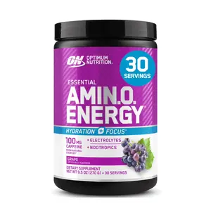 Optimum Nutrition Amino Energy Powder – Grape, 30 Servings, Amino Acid Drink Mix with Electrolytes, Hydration & Focus Support