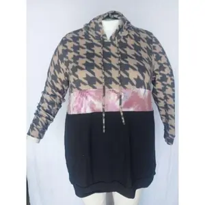 PSFU Houndstooth Tie Dye Black Colorblock Super Soft Hoodie