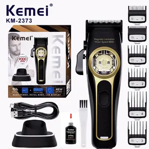 Professional Cordless Hair Clipper with Magnetic Suspension Motor, 8800 Rpm Charging Base, Men's Grooming Tool Km-2373 Hair Cutting Kit