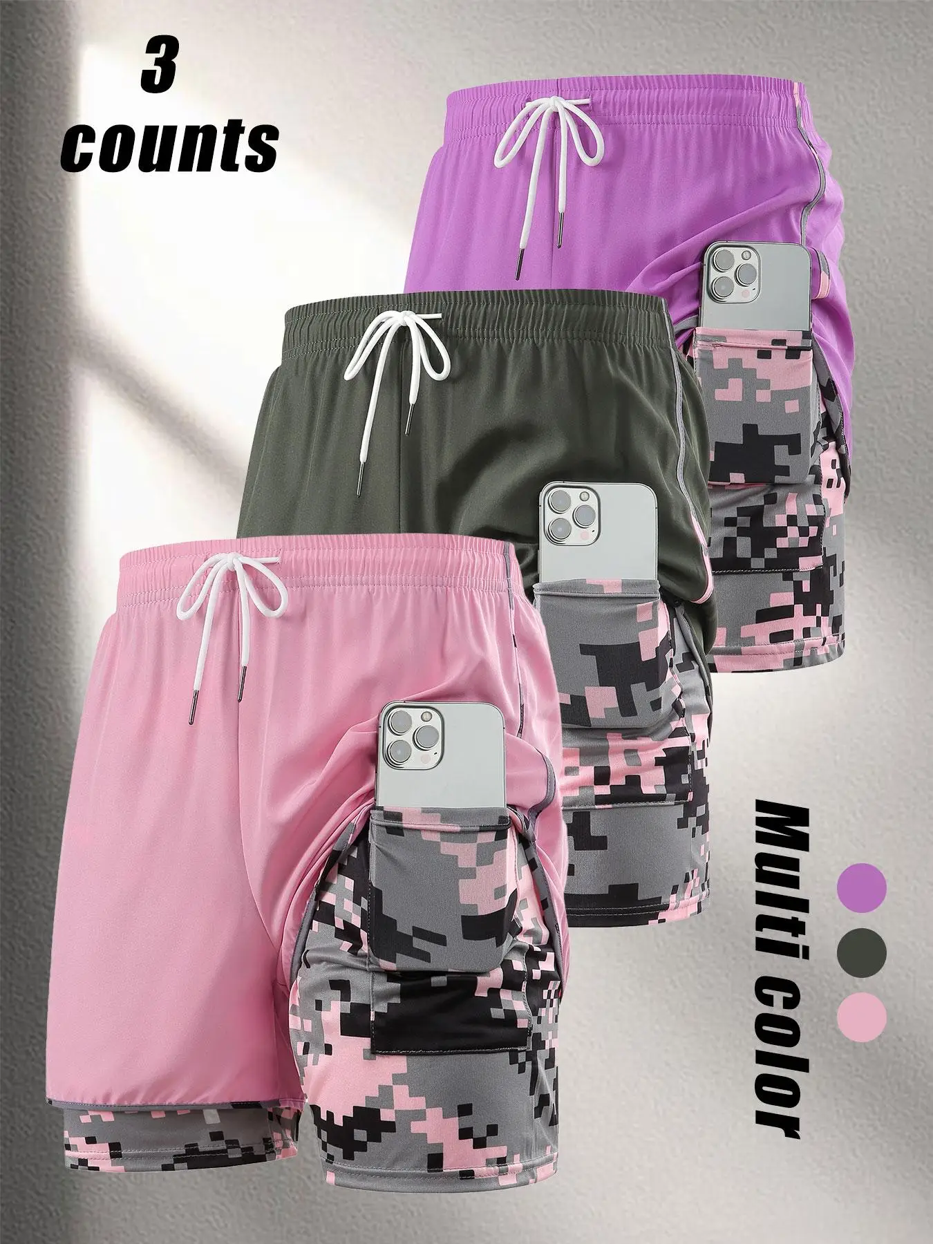 Women's Camo Print Gym Shorts, Breathable Comfortable Quick Drying Skinny Shorts, Ladies Sportswear for Indoor Outdoor Wear, Bottom