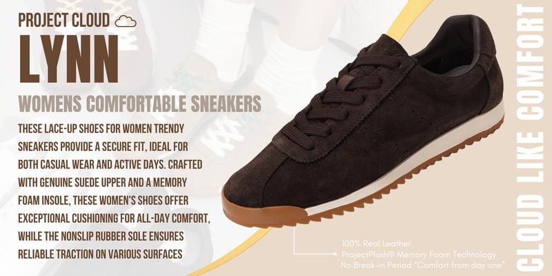Project Cloud Women's | Fashion Sneakers for Women | Lace-up | Memory Foam | Lightweight | Non-Slip - Lynn