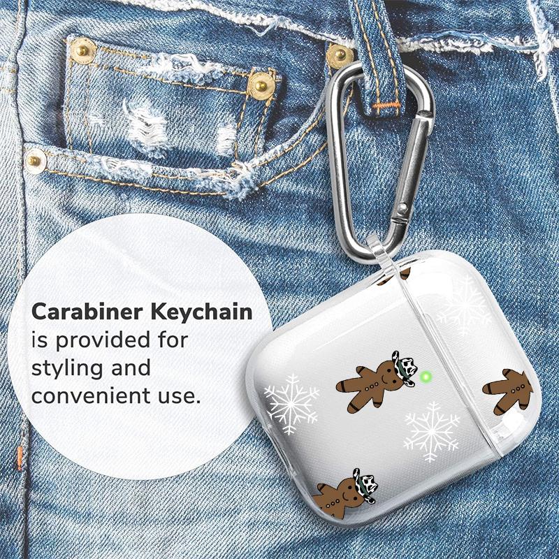 Cowboy Ginger Pattern TPU Soft Protective Case for Apple AirPods 4/3/2/1/Pro/Pro2 Transparent Earphone Cover with Keychain Attachment