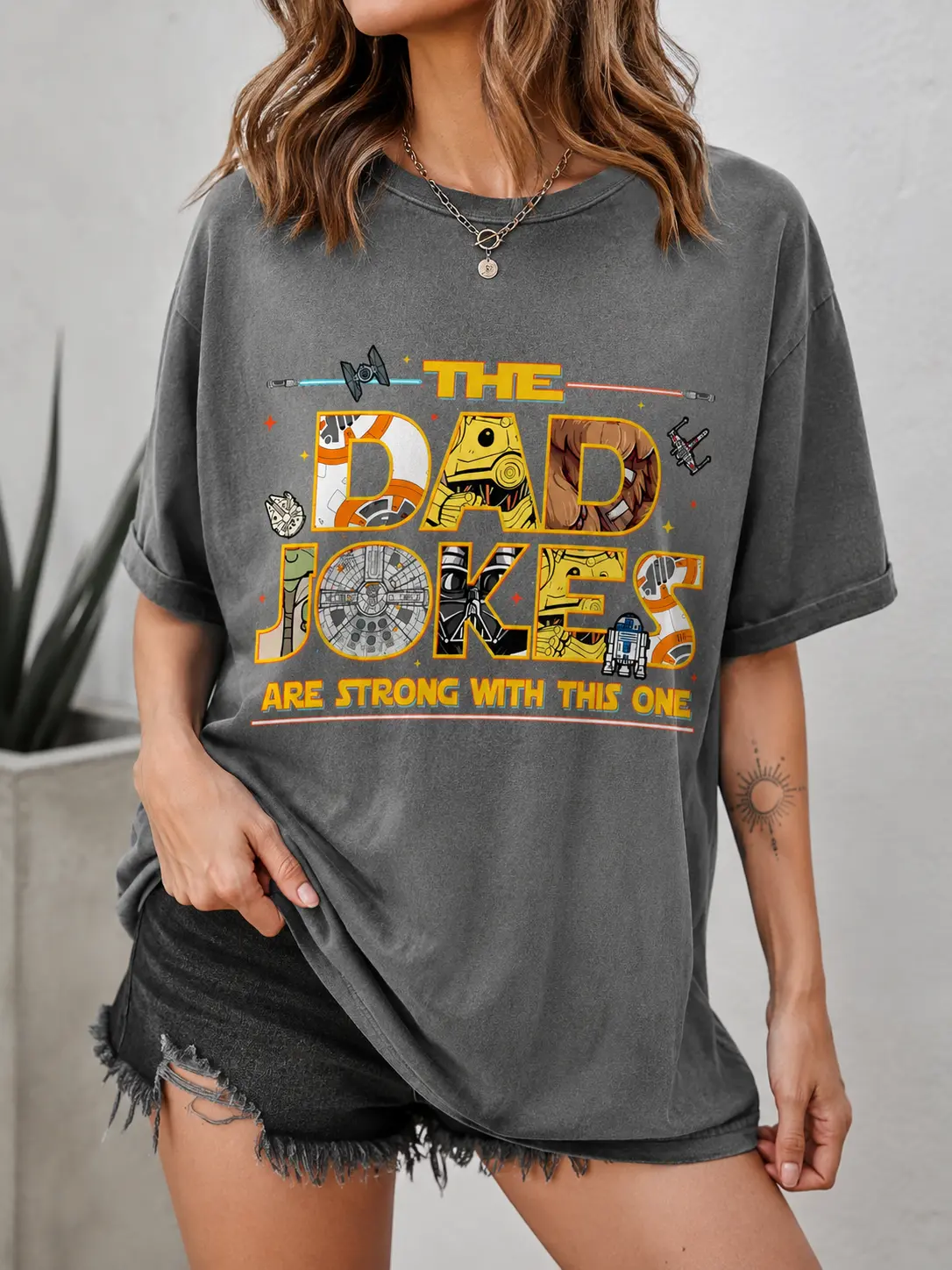Women's Comfort Colors Dad Jokes Graphic T-Shirt - Relaxed Fit, Simple, Loose Top, Funny Gamer Dad Tee, Father’s Day Gift, Unisex Cotton Casual Shirt