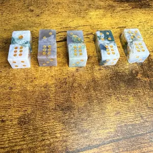 Moss Agate Six-Side Dice (Pair of 2)