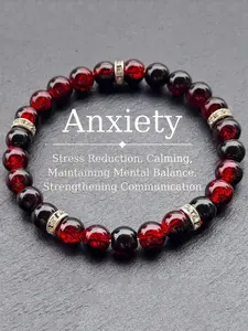 1pc Pomegranate Beaded Bracelet, Anti-Anxiety Elastic Jewelry, Stretchy Bracelets, Fashion Handmade Accessory, Unisex, Helps Relieve Stress, Calm Emotions, Maintain Psychological Balance, Suitable For Daily Wear And As A Gift, All Seasons