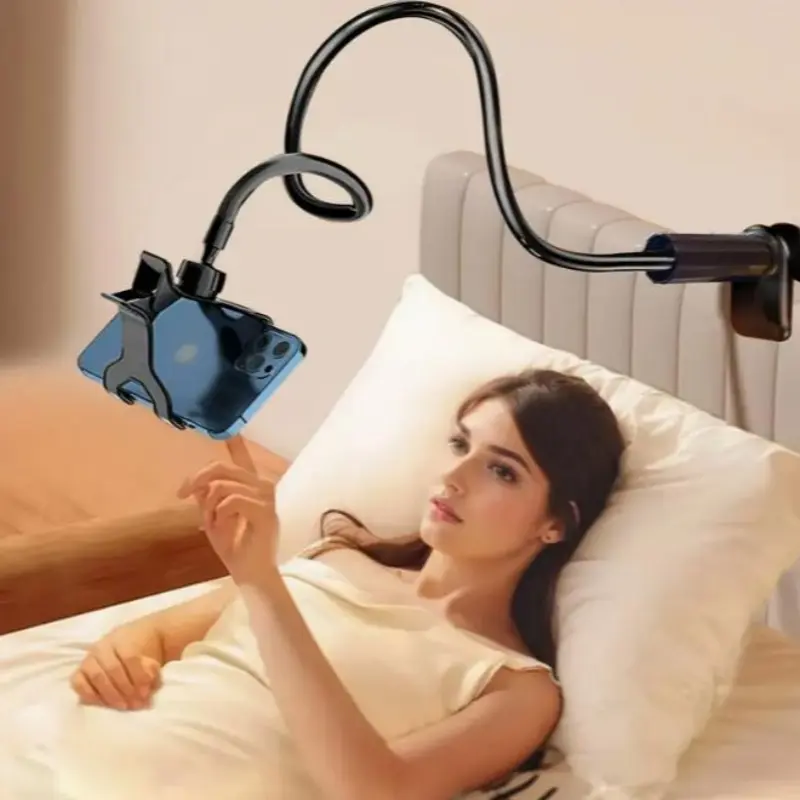 360° Rotating Lazy Phone Stand, Adjustable Holder, Strong Bed Head Clamp, Long Arm Goose Neck Holder, Cell Phone Mounts, Gooseneck Phone Holder, Compatible with 4-7 Inch Phones Tablets, Perfect for Watching Shows