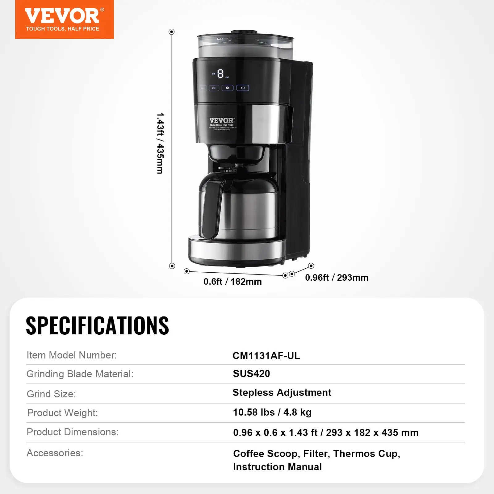 8-Cup 【 3 Brew Strength Control】