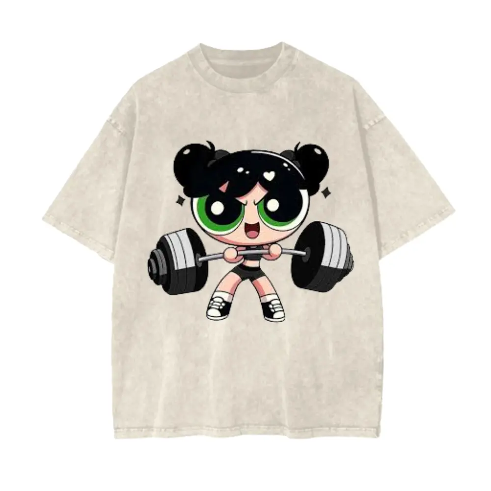Buttercup #Powerpufff Strong Girl Gym Graphic Tee, Y2k Fitness, Trending 2026, Weightlifters, Cotton T-shirt, Pump Cover Gym Tee for Men Women