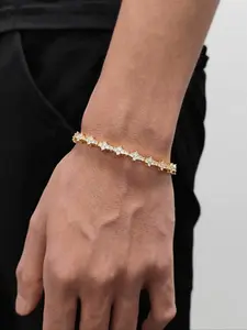 Gold and silver crystal tennis bracelet, Rhinestone bracelet, Rhinestone decorated bracelet, blending hip-hop style with sparkling cubic zirconia, making it a classic commemorative gift for birthdays, anniversaries, and special occasio