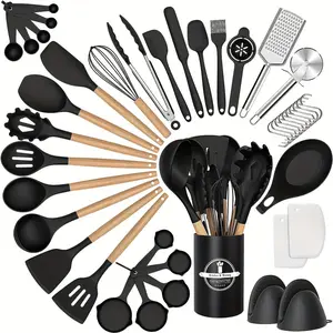 43 Piece Silicone Kitchen Utensils Set, Heat Resistant Non-Stick Cooking Tools, Durable Easy Clean Essential Kitchen Tool Kit, Silicone Spatula Set, Kitchen Cooking Accessories