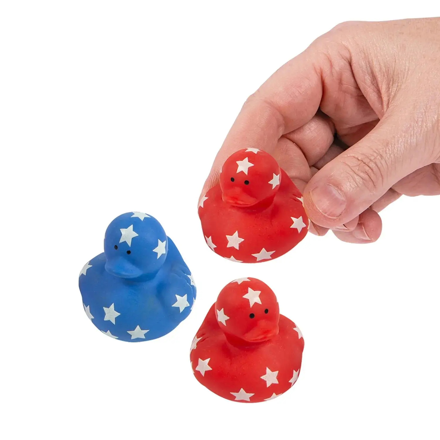 1 1/2" Mini Patriotic Red & Blue Vinyl Rubber Ducks - 24 Pc.