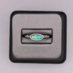 Sterling Silver Stone Ring - Skinny Oval Turquoise