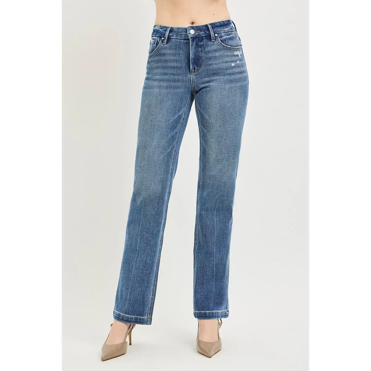 RISEN Tummy Control 4way Stretch Mid Rise Straight Crease Line
