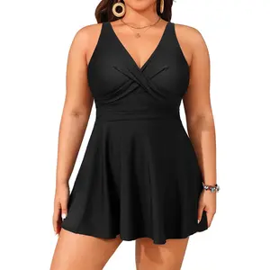 Plus Size Two Piece Swimsuits for Women Tankini Bathing Suits Flowy Swim Dress with Shorts
