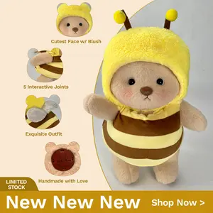 Getahug Happy Little Honey Bee Teddy Bear | Poseable Jointed Plush Bear, 5 Movable Joints for Posing, Charming Stuffed Animal, Christmas Gift Idea, Christmas Gifts for Girls Teddybear weighted stuffed animals
