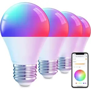 [New Deal]Smart Light Bulbs, Smart Bulb That Work with Alexa & Google Home, LED Light Bulbs Color Changing, 104 Preset Scene, Music Sync, A19 E26 2.4GHz RGBTW WiFi Bluetooth Light Bulb 60W, 800LM, 4Pack