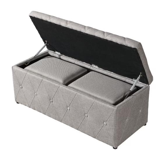 1 Rectangular Storage Ottoman And 2 Sets Of Ottoman