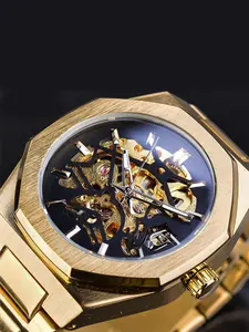 Men's Business Fashion Mechanical Watch, Skeleton Design Watch for Party, Daily Clothing Decor, Trendy All-match & Exquisite Watch for Birthday Gift with Box, Mechanical Style Watches