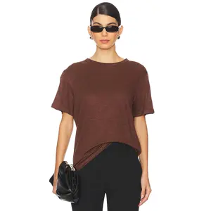 Sold Out NYC The Linen Perfect Tee in Chocolate