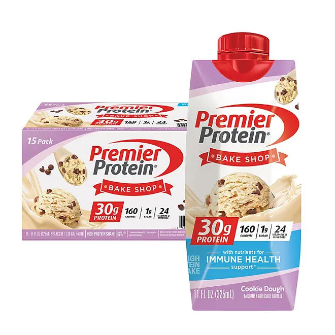 Premier Protein 30g High Protein Shake, Cookie Dough, 11oz., 15 pk. protein shakes Premier Protein 30g High Protein Shake, Cookie Dough, 11oz., 15 pk. protein shakes