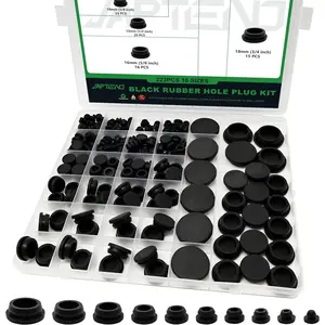 223PCS Black Rubber Round Hole Plugs Assortment Kit, 10 Sizes Snap Locking Silicone Plugs for Car Wiring Automotive Hole Caps for Furniture & Plumbing