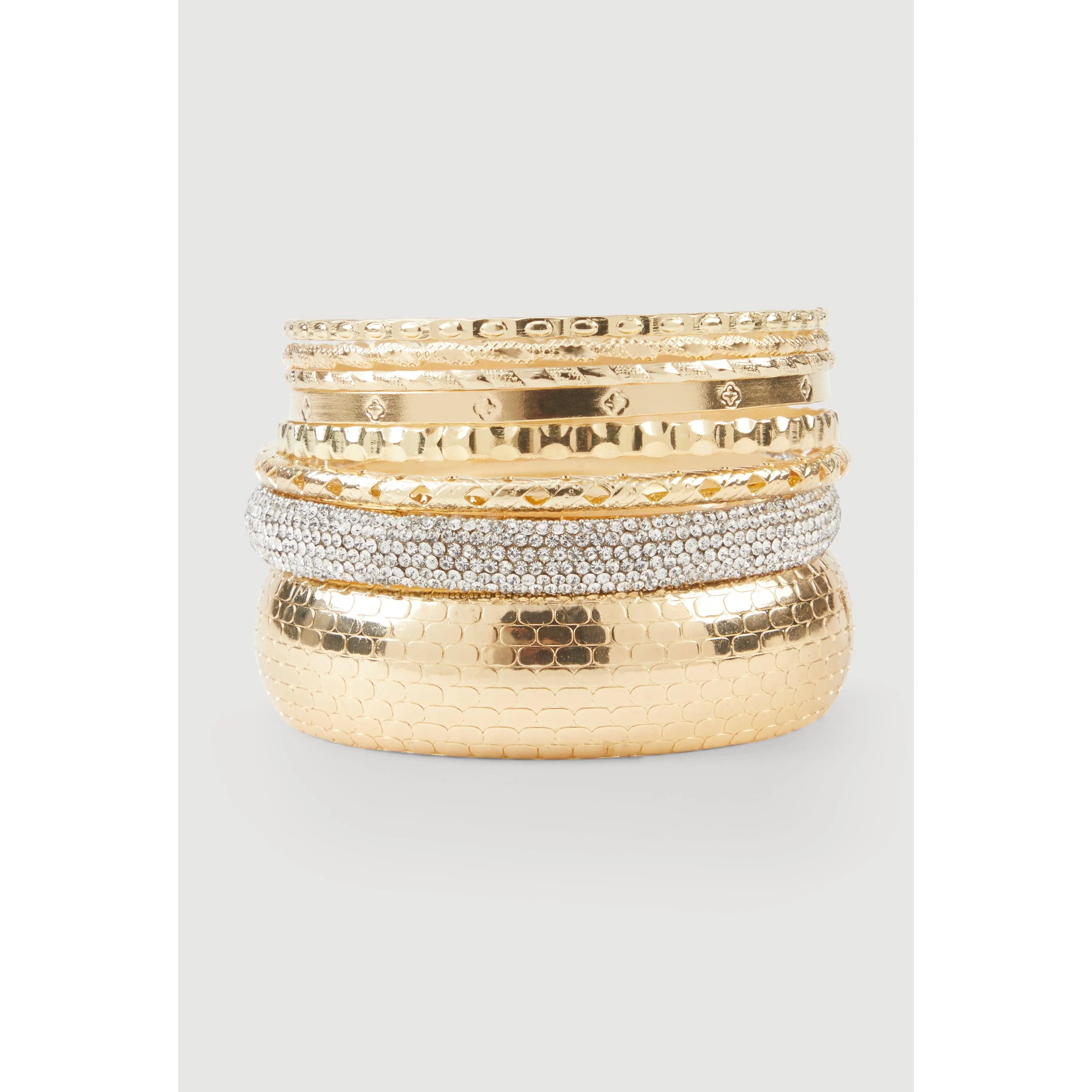 Assorted Cubic Zirconia Metallic Bangles Set of 7