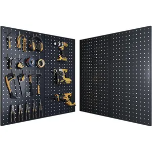 Pegboard, Peg Board, 24x12 inch Black Pegboard with 38 Pcs, Sturdy Peg Board for Tool Organization, Home & Office Wall Decoration (Black, 2 Pack)