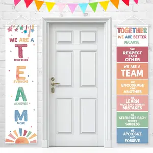2 count Classroom Team Banners  to School Decorations Motivational Teamwork Bulletin Board for Class Teachers Positive Banner of  Elementary Middle Bulletin Board Wall Door Decorations