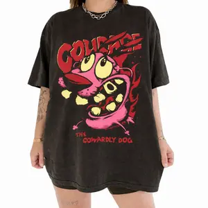 Retro Courage the Cowardly Dog T-Shirt: Y2K Cartoon Tee, Graphic Tees, Unisex Y2K Cotton Tee, Streetwear JPT