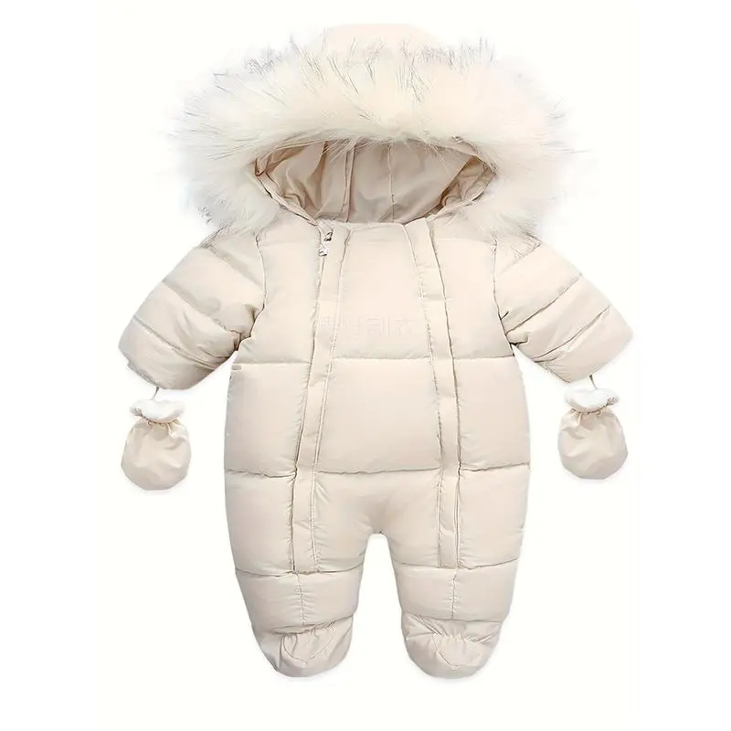 Cute Baby Hooded Puffer Jacket and Snow Pants Set, Warm Long Sleeve Polyester Blend Winter Outfit for Toddlers 0-24 Months, 0 - 2 Years, Puffer Set, Solid, Plain